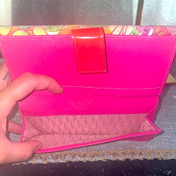 Christian Dior Limited Edition floral canvas and pink lambskin leather bifold - Picture 5 of 7